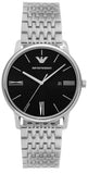 Emporio Armani Minimalist Black Dial Silver Steel Strap Watch for Men - AR11600