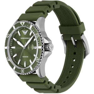 Emporio Armani World Explorer Green Dial Green Silicone Strap Watch for Men - AR11638