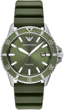 Emporio Armani World Explorer Green Dial Green Silicone Strap Watch for Men - AR11638