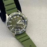 Emporio Armani World Explorer Green Dial Green Silicone Strap Watch for Men - AR11638