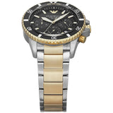 Emporio Armani World Explorer Solar Powered Chronograph Black Dial Two Tone Steel Strap Watch for Men - AR11680