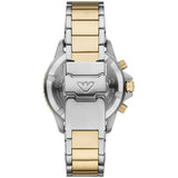 Emporio Armani World Explorer Solar Powered Chronograph Black Dial Two Tone Steel Strap Watch for Men - AR11680
