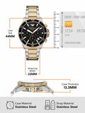 Emporio Armani World Explorer Solar Powered Chronograph Black Dial Two Tone Steel Strap Watch for Men - AR11680