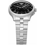 Emporio Armani Ruggero Chronograph Black Dial Silver Steel Strap Watch for Men - AR11691