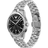 Emporio Armani Ruggero Chronograph Black Dial Silver Steel Strap Watch for Men - AR11691