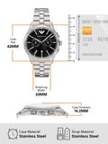 Emporio Armani Ruggero Chronograph Black Dial Silver Steel Strap Watch for Men - AR11691