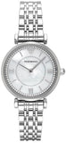 Emporio Armani Gianni T-Bar Mother of Pearl Dial Silver Steel Strap Watch for Women - AR11701