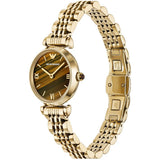 Emporio Armani Gianni T-Bar Brown Dial Gold Steel Strap Watch for Women - AR11703