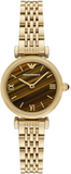 Emporio Armani Gianni T-Bar Brown Dial Gold Steel Strap Watch for Women - AR11703