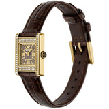 Emporio Armani Gianni T-Bar Brown Dial Brown Leather Strap Watch for Women - AR11705
