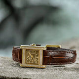 Emporio Armani Gianni T-Bar Brown Dial Brown Leather Strap Watch for Women - AR11705