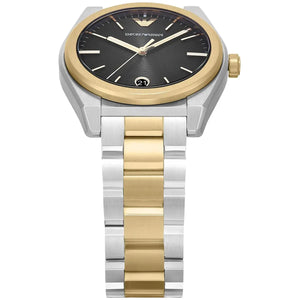 Emporio Armani Antonio Black Dial Two Tone Steel Strap Watch for Men - AR11715