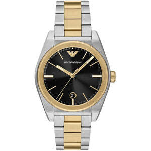 Emporio Armani Antonio Black Dial Two Tone Steel Strap Watch for Men - AR11715