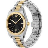 Emporio Armani Antonio Black Dial Two Tone Steel Strap Watch for Men - AR11715