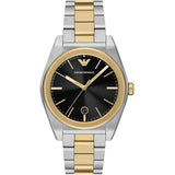 Emporio Armani Antonio Black Dial Two Tone Steel Strap Watch for Men - AR11715