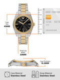 Emporio Armani Antonio Black Dial Two Tone Steel Strap Watch for Men - AR11715
