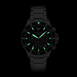 Emporio Armani World Explorer Black Dial Silver Steel Strap Watch for Men - AR11739