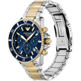 Emporio Armani World Explorer Chronograph Blue Dial Two Tone Steel Strap Watch for Men - AR11740