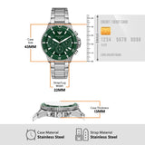 Emporio Armani World Explorer Solar Chronograph Green Dial Silver Steel Strap Watch for Men - AR11741