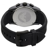 Emporio Armani Valente Large Chronograph Black Dial Black Silicone Strap Watch for Men - AR1430