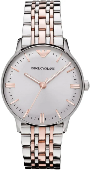 Emporio Armani Gianni Silver Dial Two Tone Steel Strap Watch for Women - AR1603