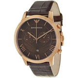 Emporio Armani Classic Large Chronograph Brown Dial Brown Leather Strap Watch for Men - AR1616