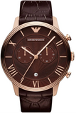 Emporio Armani Classic Large Chronograph Brown Dial Brown Leather Strap Watch for Men - AR1616