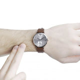 Emporio Armani Gianni Silver Dial Brown Leather Strap Watch for Men - AR1675