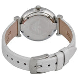 Emporio Armani Gianni T-Bar Silver Dial White Leather Strap Watch for Women - AR1680
