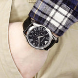 Emporio Armani Classic Chronograph Black Dial Black Leather Strap Watch for Men - AR1700