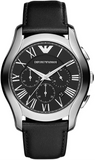 Emporio Armani Classic Chronograph Black Dial Black Leather Strap Watch for Men - AR1700