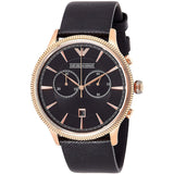 Emporio Armani Alpha Large Chronograph Black Dial Black Leather Strap Watch for Men - AR1792