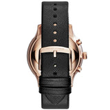 Emporio Armani Alpha Large Chronograph Black Dial Black Leather Strap Watch for Men - AR1792
