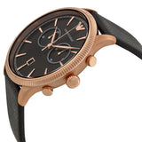 Emporio Armani Alpha Large Chronograph Black Dial Black Leather Strap Watch for Men - AR1792