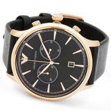 Emporio Armani Alpha Large Chronograph Black Dial Black Leather Strap Watch for Men - AR1792