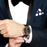 Emporio Armani Alpha Large Chronograph Black Dial Black Leather Strap Watch for Men - AR1792