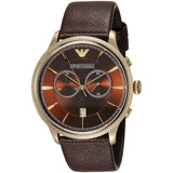 Emporio Armani Alpha Large Chronograph Brown Dial Brown Leather Strap Watch for Men - AR1793