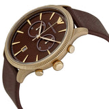 Emporio Armani Alpha Large Chronograph Brown Dial Brown Leather Strap Watch for Men - AR1793