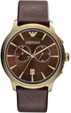 Emporio Armani Alpha Large Chronograph Brown Dial Brown Leather Strap Watch for Men - AR1793