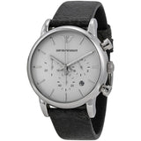 Emporio Armani Luigi Chronograph White Dial Black Leather Strap Watch for Men - AR1810