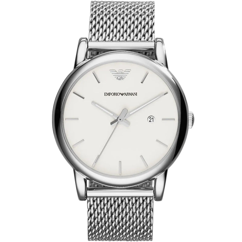 Emporio Armani Luigi White Dial Silver Mesh Strap Watch for Men - AR1812