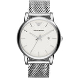 Emporio Armani Luigi White Dial Silver Mesh Strap Watch for Men - AR1812