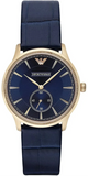 Emporio Armani Alpha Medium Blue Dial Blue Leather Strap Watch for Men - AR1848