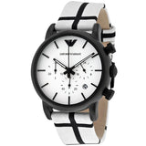 Emporio Armani Luigi Large Chronograph White Dial Two Tone Fabric Strap Watch for Men- AR1859