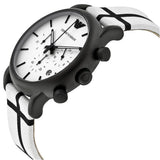 Emporio Armani Luigi Large Chronograph White Dial Two Tone Fabric Strap Watch for Men- AR1859