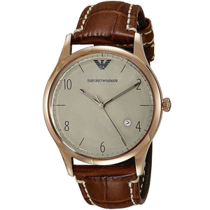 Emporio Armani Beta White Dial Brown Leather Strap Watch for Men - AR1866