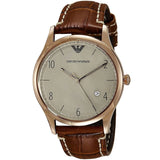 Emporio Armani Beta White Dial Brown Leather Strap Watch for Men - AR1866