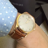 Emporio Armani Beta White Dial Brown Leather Strap Watch for Men - AR1866