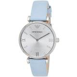 Emporio Armani Gianni T-Bar White Dial Blue Leather Strap Watch for Women - AR1928