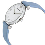 Emporio Armani Gianni T-Bar White Dial Blue Leather Strap Watch for Women - AR1928